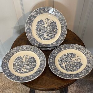 American Vintage Blue and Cream Dinnerware Set
